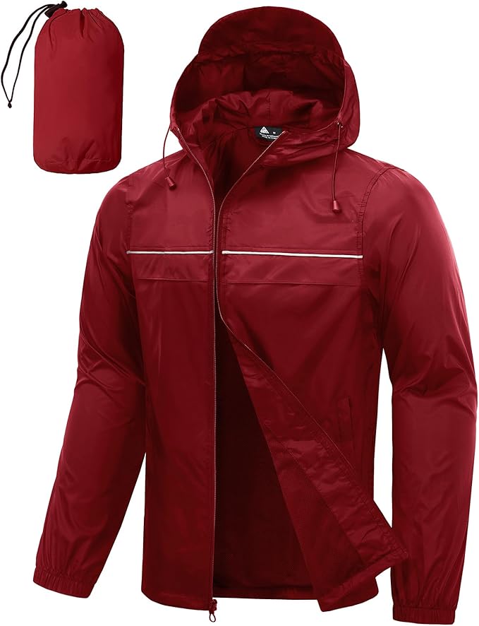 SWISSWELL Mens Rain Jacket & Coats Packable Lightweight Waterproof Windbreaker Hooded for Golf Cycling Hiking