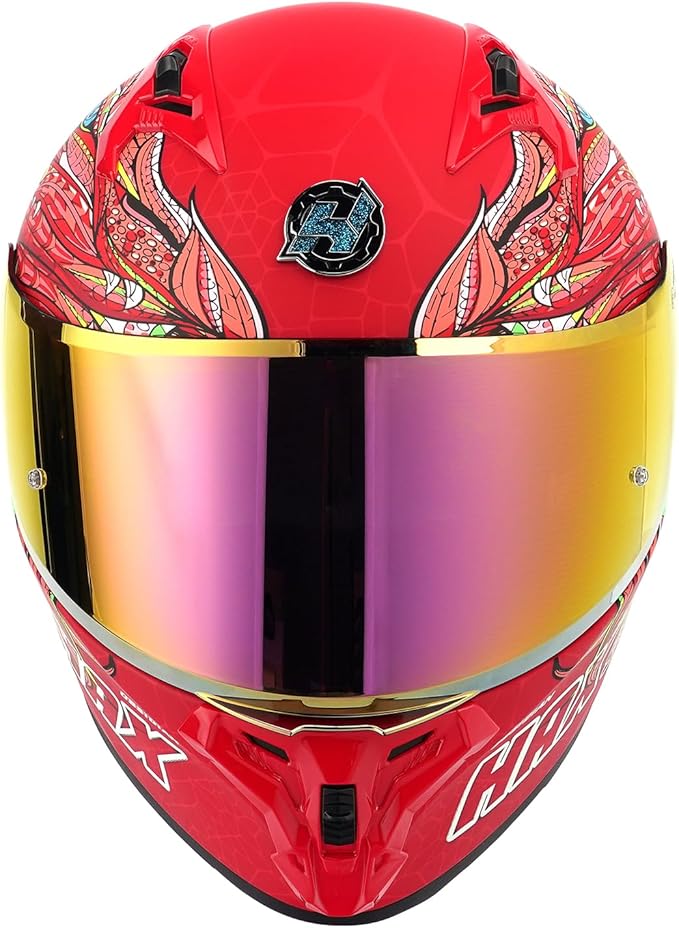 HAX Obsidian Pro Full Face Dual Visor Adult Motorcycle Helmet for Motorbike Street Bike with Pinlock Ready DOT Approved Slyer Red XXL