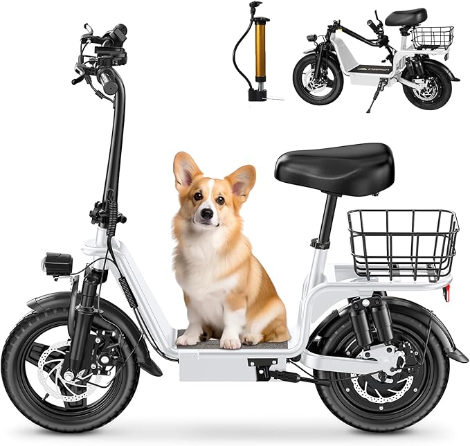 Electric Scooter Adults, 1300W/900W Peak Motor, Electric Scooter with Seat, 48V 13Ah/10.4Ah Battery, 14" Tires, 35/28 Miles Range, 20 MPH, 330 LBS Load, Dual Braking