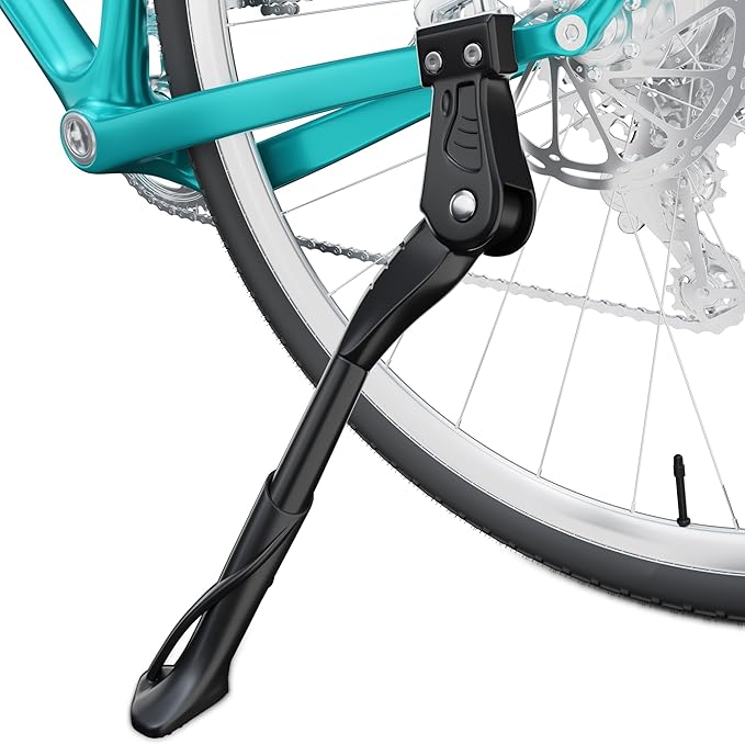 EMTB Bike Kickstand 18mm Hole Spacing M5 Rear Mount Bicycle Kickstand Fit 26-29 Inch Adult Bikes Aluminium Alloy Bike Kick Stand Adjustable for Road Bike/MTB/BMX/E-Bike