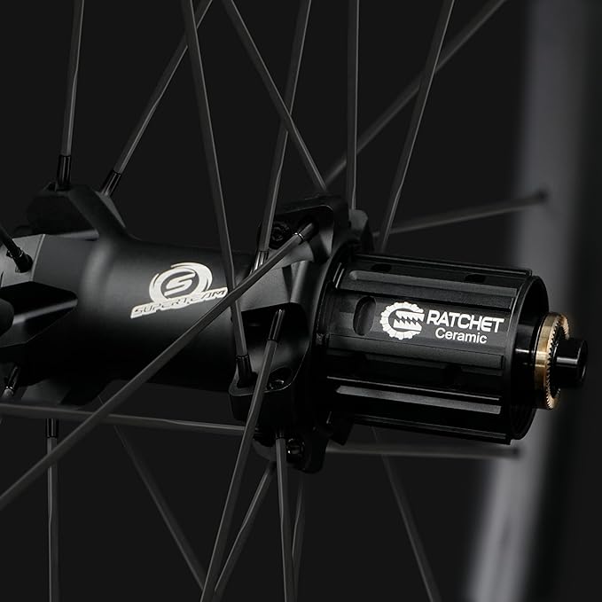 Superteam Carbon Wheelset 700c Rim V Brake 50mm Depth 25mm Width Road Bike Wheels Matte Finish, Tubeless Ready Support for 8-12 Speed Clincher & Tubeless