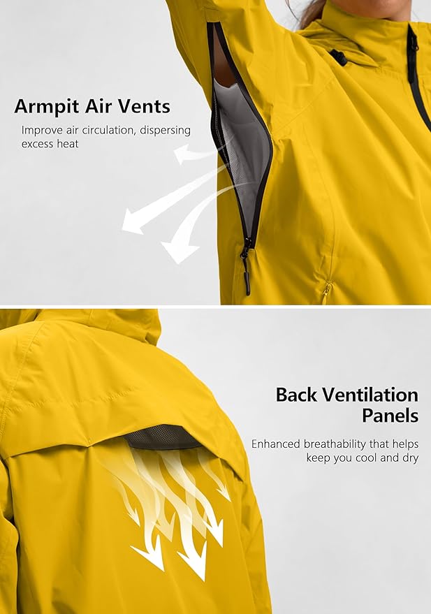 Bikewa Women's Cycling Rain Jackets Waterproof Windbreaker Lightweight Running Windproof Reflective Jacket Packable Hooded
