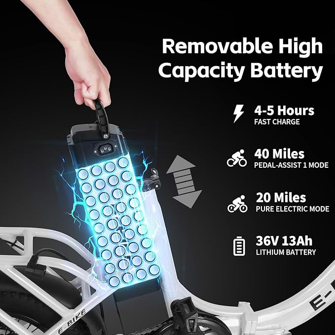 Electric Bike for Adults, 750W Long Range Foldable Ebike with One/Dual Removable Battery, 40-120 Mile/25-30MPH, 20"/16“ Fat Tire Electric Bicycle