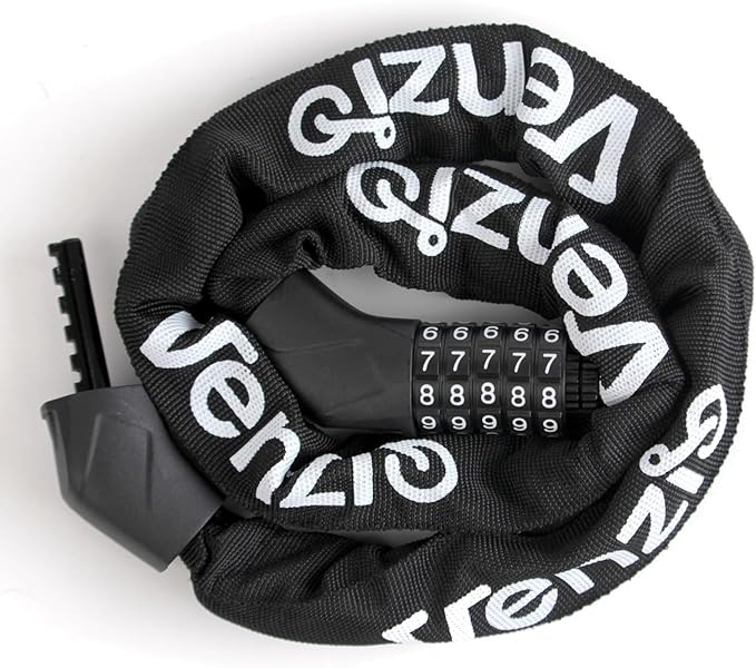 Venzio 3FT Heavy Duty Bike Chain Lock, 6mm Steel with 5-Digit Resettable Combination Lock, Zinc Alloy Core, Scratch-Proof Cover, Anti-Theft Lock for Bicycle, Scooter, E-Bike, Fence, Door