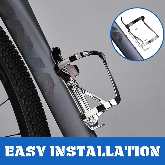 Corki Cycles Bike Water Bottle Holder Aluminum Alloy Side Load Water Bottle Cage, Right and Left Entry Bike Water Bottle Holder for Road & Mountain Bikes - Right Duo Pack - 2Pack - Black & Silver