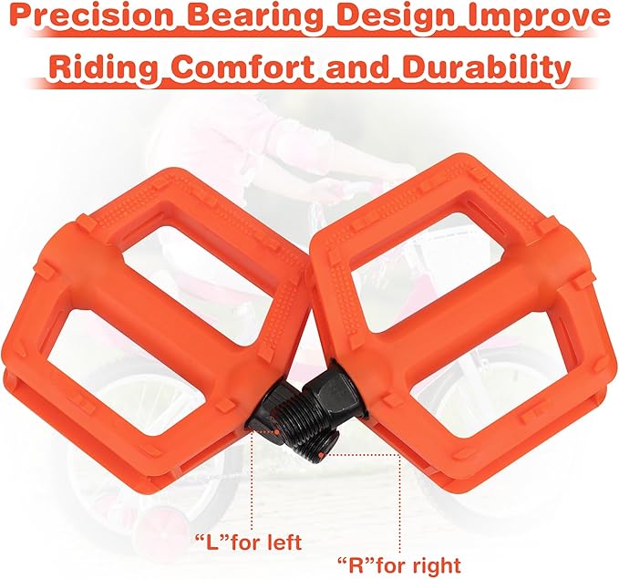 ZUKKA Bike Pedals 1/2-Inch Bike Pedals Non-Slip Kids Bike Peals with Reflective Strips on Sides Multiple Color for Mountain Bike Kid Bike Freestyle BMX Bike