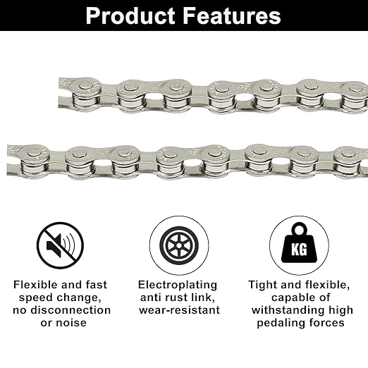 Murtenze 6/7/8 Speed Bike Chain 1/2 x 3/32 Inch 116 Links Bike Chain for Road Mountain Racing Cycling/Bikers