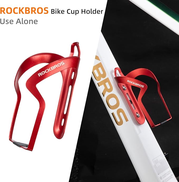 ROCKBROS Bike Cup Holder,2-in-1 Bicycle Bottle Bracket Aluminum Alloy Water Bottle Cages,Universal Rotation Cup Drink Holders for Bike Handlebars,Motorcycle,MTB,Boat,Walker,Wheelchair,Stroller，Orange