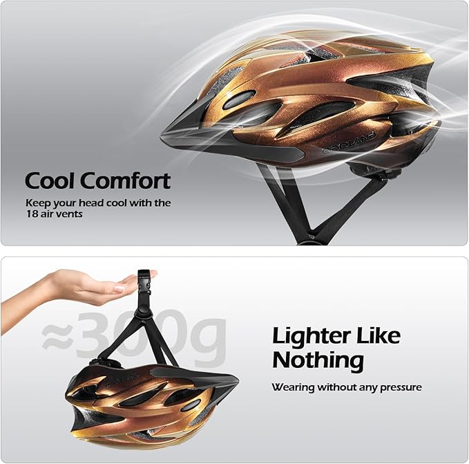 Odoland Adult Bike Helmet and Cycling Sunglasses Set for Men & Women, Safety Certified Bicycle Helmet with UV Protection Glasses for Mountain, Skating, Road, City Commuting & Outdoor Riding
