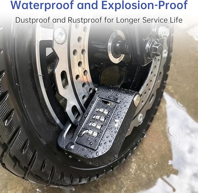 Windance Portable Aluminum Alloy Passcode Rotor Lock 4 Digit Coded Security Anti Theft Disc Brake Lock for Motorcycle Scooter Dirt Pit Bike E-Bike Bicycle