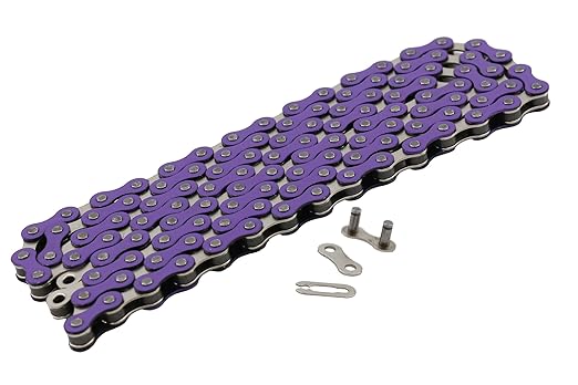 Bicycle Chain, 116 Links, 1/2 x 1/8 inches, Steel Single Speed with Magic Buckle, for Fixed Gear Bikes, Commuter Bikes, MTB (Purple)