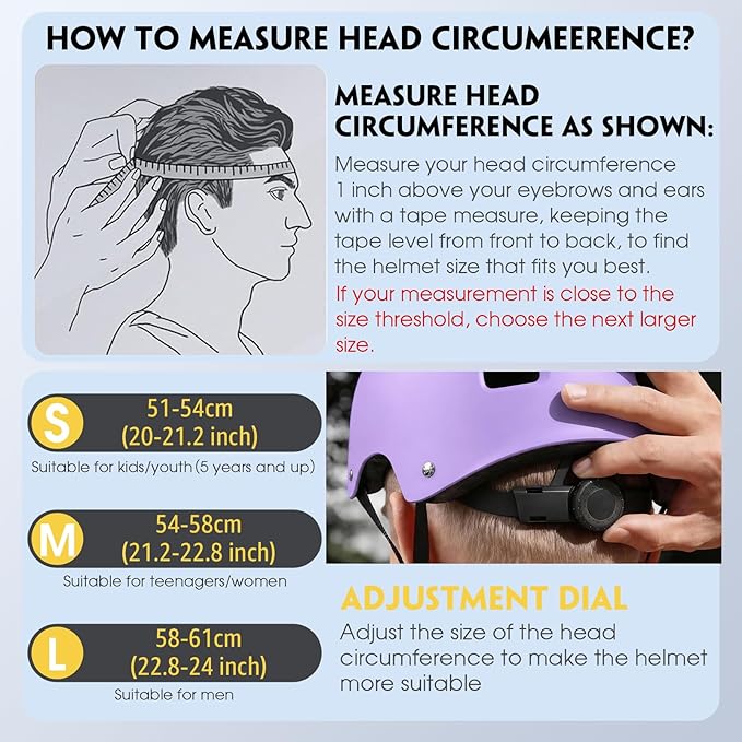 Skateboard Helmet for Adults - Adjustable Certified Safety Adults Helmet for Skateboarding Bike Bicycle Scooter Cycling Skate Skating Multisport Helmets for Women Men Boys Girls Kids Youth
