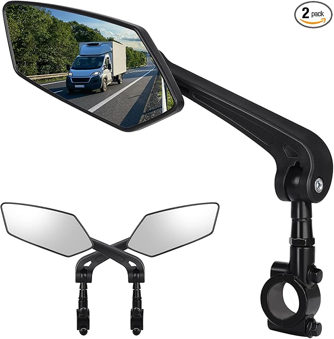 Bike Mirror, Bicycle Mirrors of Handlebars Rotate Rearview Glass Lens, Safe Cycling Bike Rear View Mirror (Diamond)