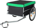 Aluminum Bicycle Trailer, Foldable Bike Cargo Trailer with Universal Hitch, 20'' Wheels, Removable Cover, Folding Frame Quick Release, Ebike Trailers for Camping, Groceries, 120 LBS Capacity, Green