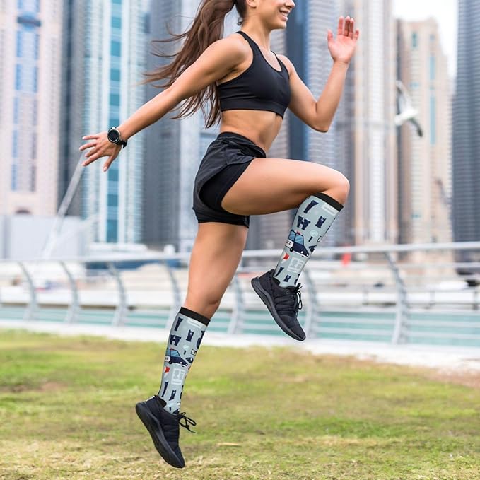 bassyil Compression Socks for Women & Men Circulation 15-20 mmHg Knee High Best Support for Nurses Travel Running Athletic
