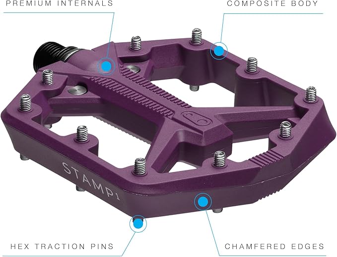 Crankbrothers Stamp Flat MTB Pedals - Size-Specific, Lightweight, Versatile, Durable Bike Pedals