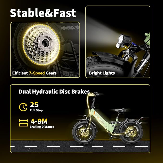 Jasion X-Hunter ST/PRO Foldable Electric Bike for Adults with 20'' Fat Tire,Up to 71-80 Miles Range Ebike,1800W/1400W Peak Motor,30+MPH E Bike,Full Suspension&Dual Hydraulic Disc Brakes Bicycles