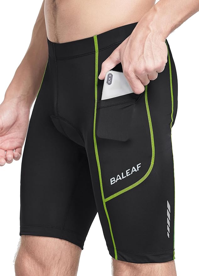 baleaf Men's Padded Bike Shorts Cycling Road Biking Riding Bicycle Cycle Wear Pockets UPF 50+ MTB Accessories Tights