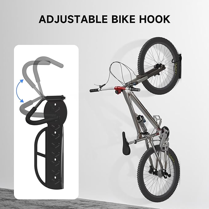 suptek 2 Packs of Vertical Bike Rack Wall Mount - Heavy Duty Garage Bike Hanger for Indoor Storage, Easy to Hang and Detach, Supports Up to 132 lb, BYPA01-2