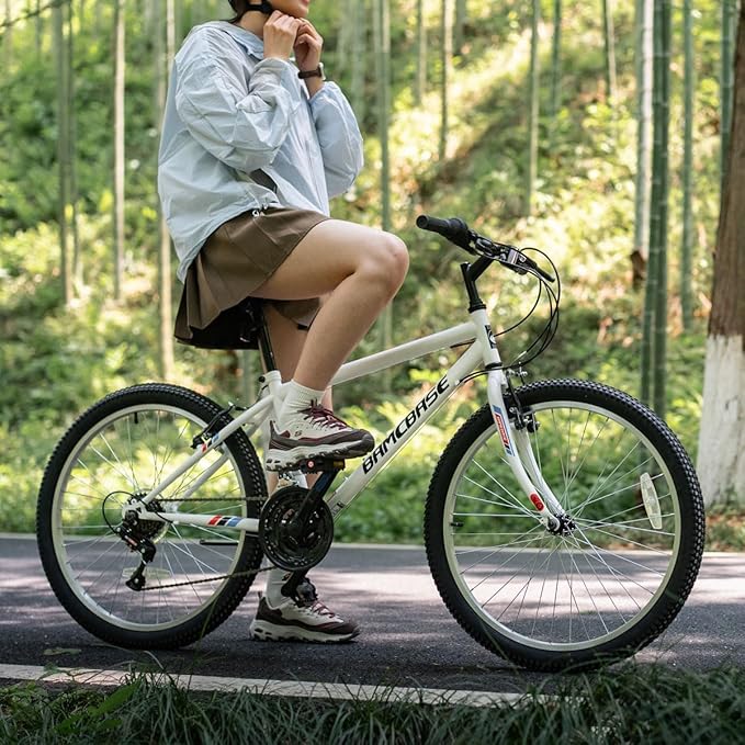 HILAND 24 26 inch Mountain Bike for Men Women, 18 Speeds High-Carbon Steel Frame, Sport Cycling MTB Bicycle for Adult