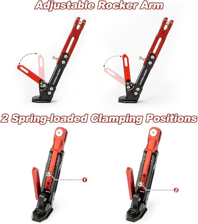 Universal Motorcycle Side Stand - PSLER Adjustable Aluminum Alloy Short Motorcycle Kickstand for Electric Scooter Motorbike Mini Pit Dirt Bike, Red