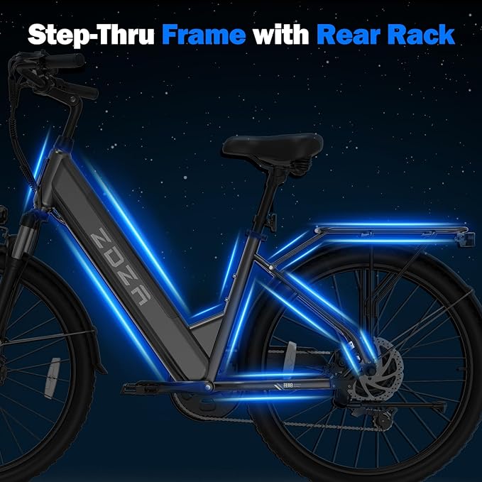 Electric Bike for Adults, 1000W Peak Motor, 60 Miles 22Mph Electric Bike, 26" Commuter E Bikes with 48V 10.4Ah Removable Battery, Step-Thru Ebike, Adjustable Stem, 7-Speed & Front Suspension
