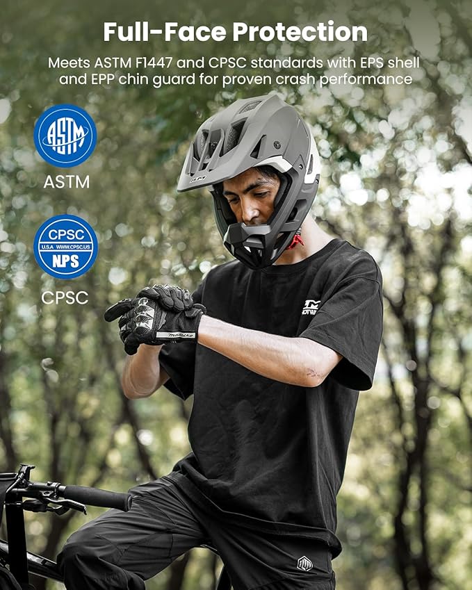 ILM Full Face Mountain Bike Helmet ASTM CPSC Adult with Adjustable Visor for MTB BMX Model HT58