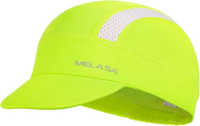 MELASA Cycling Cap, Cooling Skull Cap Helmet Liner with Sun Visor, Sun Protection Running Bike Cap for Men Women Under Helmet