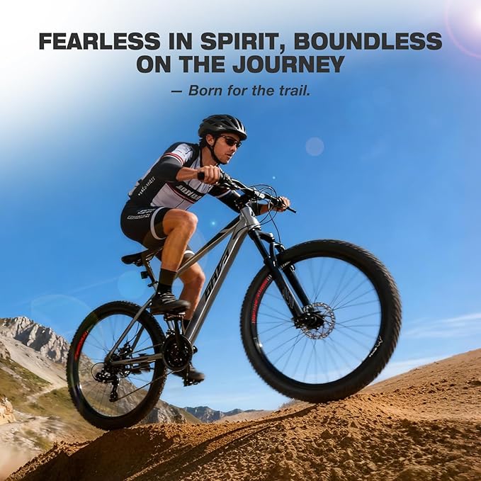 Convend 24/26/27.5" Mountain Bike for Adults, 21-Speed Twist Shifters, Lockout Suspension Fork, Dual Disc Brakes, High-Carbon Steel Frame, All-Terrain Tires, 85% Pre-Assembled