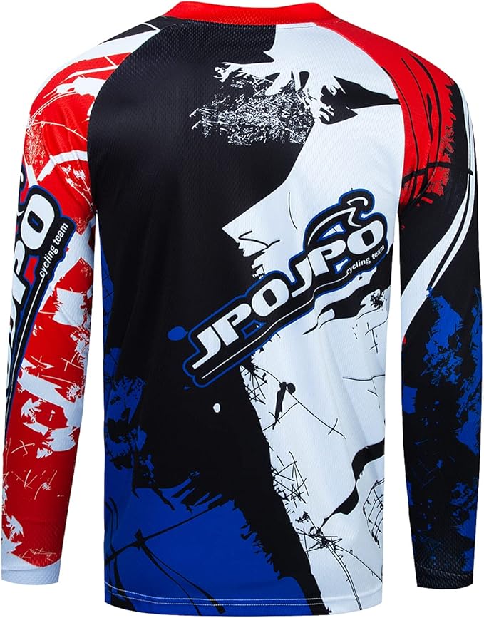 JPOJPO Men's Mountain Bike Jersey Long Sleeve MTB Off-Road Racing Downhill Motocross Shirts Quick Dry&Moisture-Wicking Tops