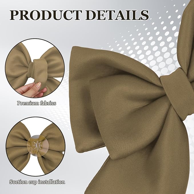 Bow Helmet Accessory, 8.07"x11.22" Stylish Motorcycle Helmet Bow Decoration for Women, Removable Cute Fashion Ribbon Bows Ornament for Motorcycle Scooter E-Bike Helmets (Coffee)