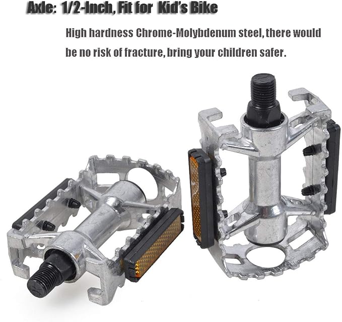 ThinkTop Kid's Bike Pedal, Aluminium Alloy Ultra Strong 1/2-Inch Bike Pedals Platform Flat Fit for 12" 14" Boys Girls Bike