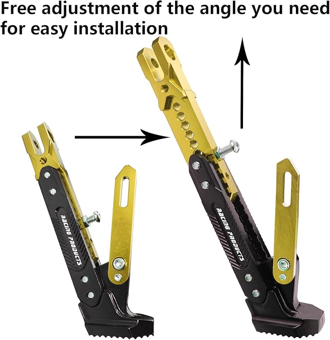 Universal Motorcycle Kickstand Adjustable Foot Side Support Parking Kickstand for Electric Motorbike Parking Foot Side Support Stand (Gold)