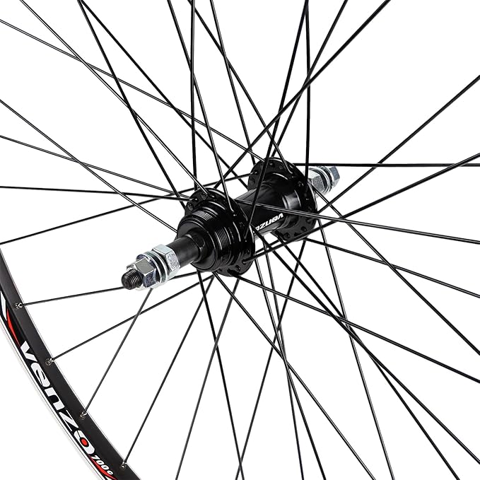 CyclingDeal Road Bike Bicycle 700C Double Wall Alloy Wheelset - Compatible with 6/7/8 Speed Thread-on Freewheel - Bolt-on Axle Front & Rear