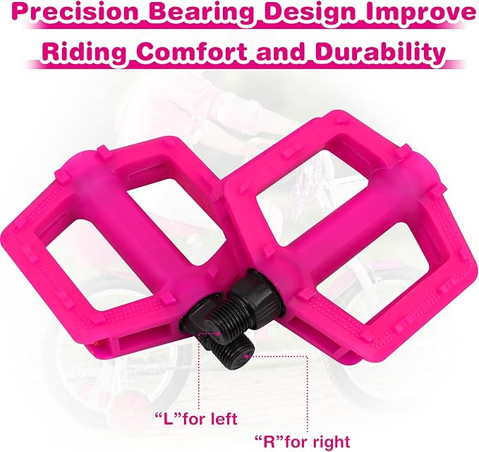 ZUKKA Bike Pedals 1/2-Inch Bike Pedals Non-Slip Kids Bike Peals with Reflective Strips on Sides Multiple Color for Mountain Bike Kid Bike Freestyle BMX Bike