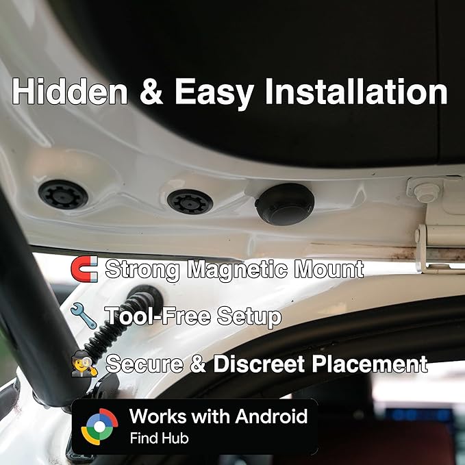 GPS Tracker for Vehicles – Google Find Hub Enabled, No Monthly Fee, Hidden Magnetic Waterproof Tracking Device for Vehicle, Trailer, Toolbox, Asset (Android Tracker)