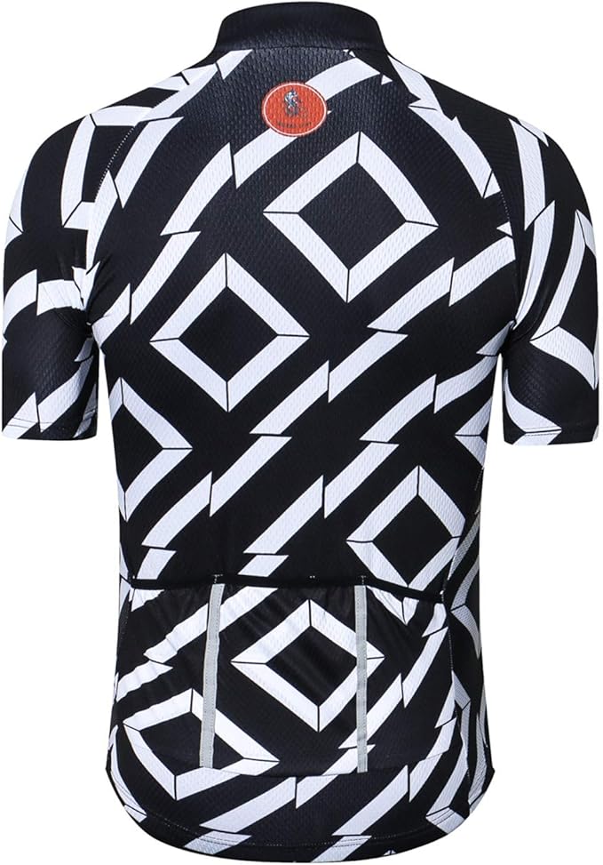 Cycling Jersey Men USA Summer Bike Short Sleeve 3-Pockets Breathable Quick-Dry Shirt S-3XL
