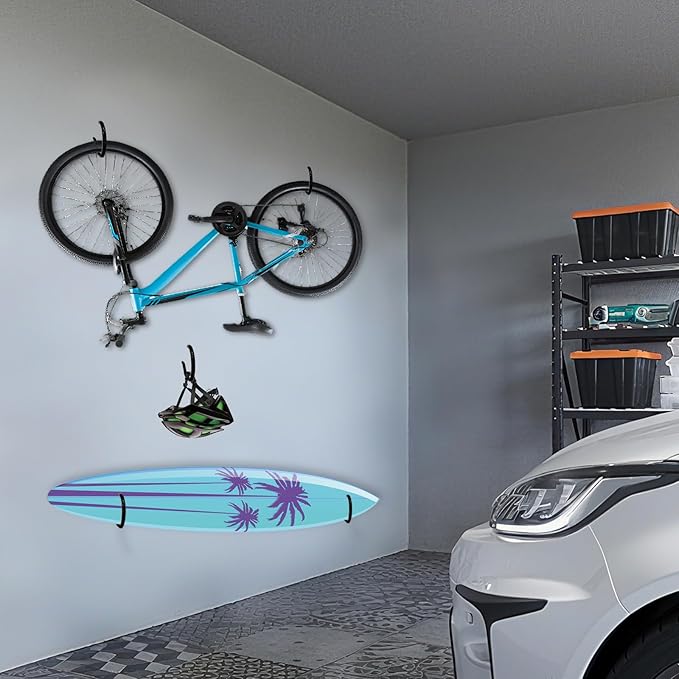 10-Pack Black Garage Bike Rack Heavy Duty Hooks for Wall Mount and Screw in Ceiling Hook for Hanging Bicycle Storage