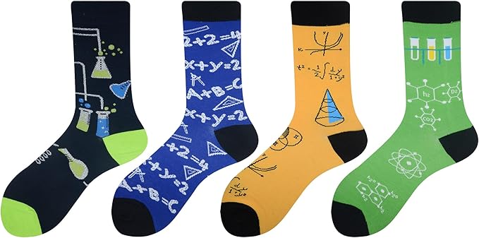 Cansok Men's 2/4 Packs Fun Crazy Novelty Dress Crew Socks