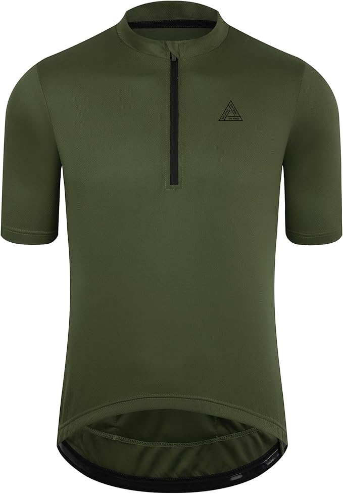 Men's Cycling Jersey Short Sleeves Bike Jersey 1/3 Zipper Solid Color Club Fit, Biking Cycling Shirt Zipper Pocket