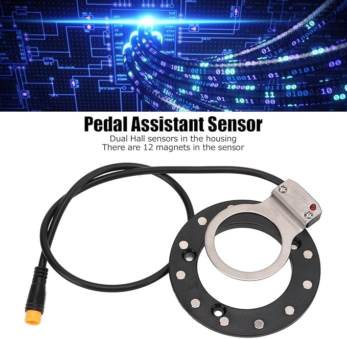 Electric Bike Assist Sensor, Electric Bike Assist Sensor High Sensitivity 12 Magnets Right Dual Hall Sensor Electric for Bike Pedal Accessories