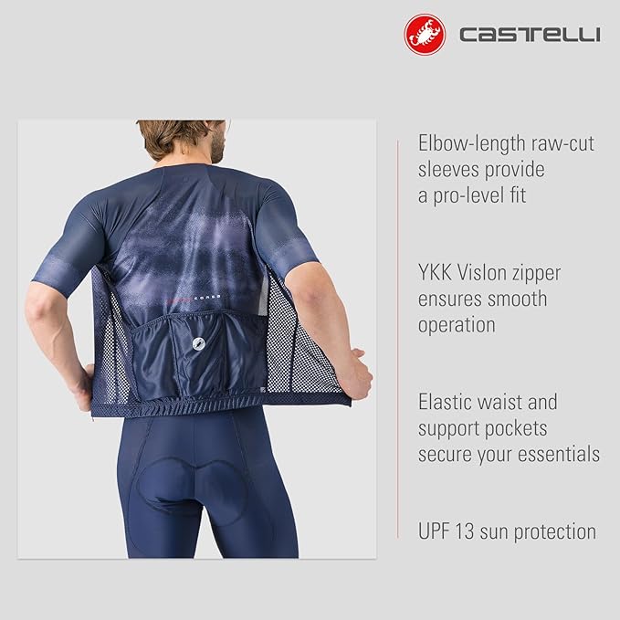 CASTELLI Men’s Climber’s A/C Jersey, Quarter Length Sleeve, Full Zip, Road Cycling & Gravel Biking Jersey with UV Protection