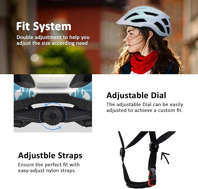 Bike Helmet for Adults Women Men Youth Kids, Lightweight Mountain Road Bicycle Cycling Helmets with Adjustable Dial & Removable Visor