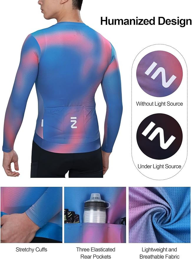 INBIKE Men's Cycling Bike Jersey Long Sleeve,Moisture Wicking, Breathable, Quick Dry Road Bike Jerseys