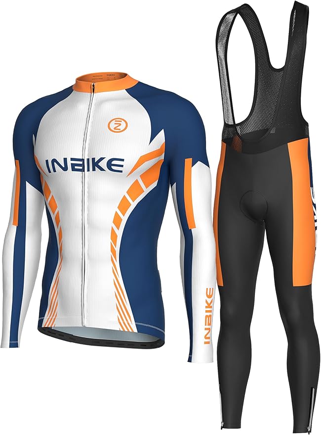 INBIKE Cycling Jersey Men Set Bib Shorts Set Breathable Bike Shirts Quick-Dry Bib Bicycle Jersey Biking Clothing Set