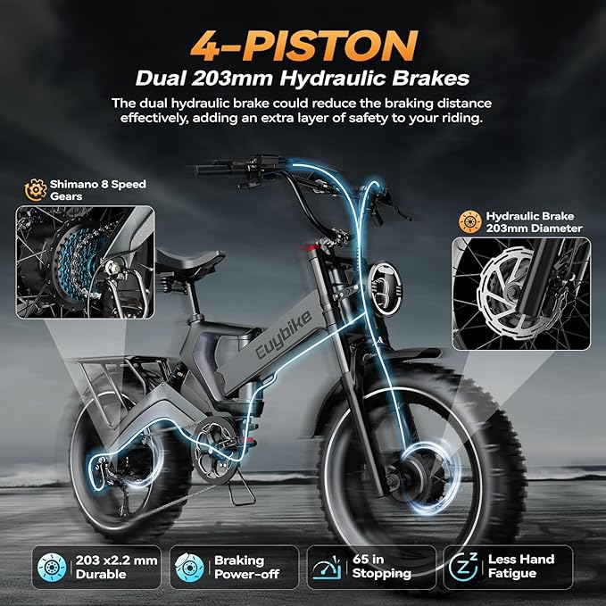 2000W/3000W Peak Motor Electric Bike for Adults, 48V/52V 25AH/30AH Battery Full Suspension Foldable Ebike, 20"x4.0" Fat Tires 35MPH Dirt Bike, 100/120 Miles Hydraulic Brake Magnesium Alloy Motorcycle
