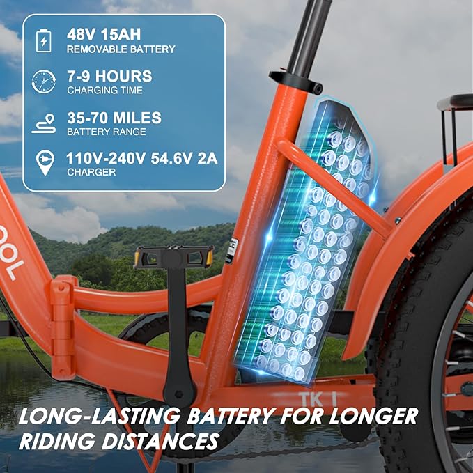 MOONCOOL Folding Electric Tricycle for Adults, 48V 500W 3 Wheels Electric Trike, Aluminum Frame 750W Electric Tricycle Adult Bicycle with Removable Battery, Front and Back Bags
