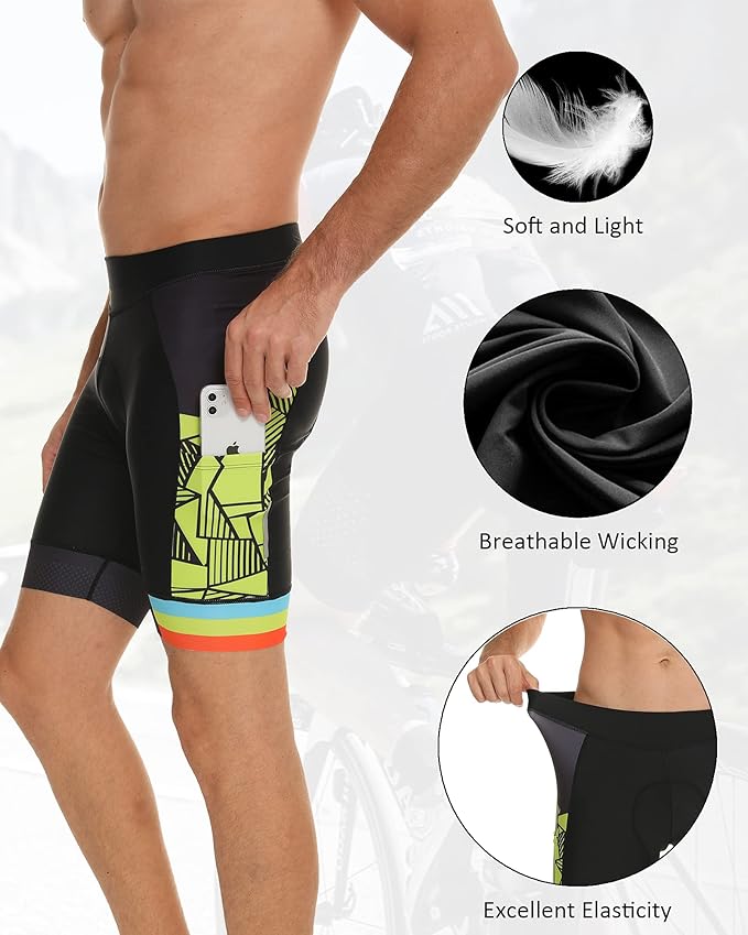 Padded Cycling Shorts Men's Cycling Underwear with 3D Padding Biking Bicycle Shorts Shock Absorb Comfortable Lightweight