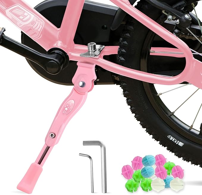 LEICHTEN Kickstand for Kids Bike Center Mount for 16 18 20 Inch Adjustable Children's Bicycles Aluminium Alloy Bike Kick Stand Support Storage