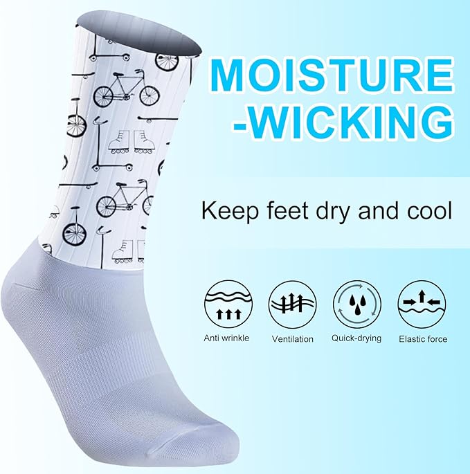 Cycling Socks Athletic Crew Socks Breathable Cushioned Compression Running Hiking Socks For Mens Womens